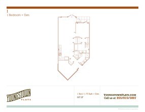 1x1C Den 623 floor plan